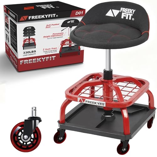 Rolling Stool with Red Wheels