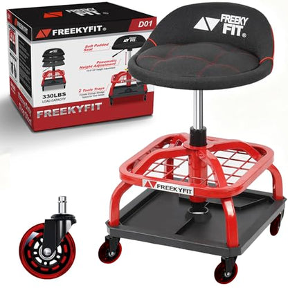 Rolling Stool with Red Wheels