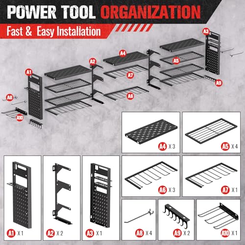 49.8" Power Tool Organizer Wall Mount