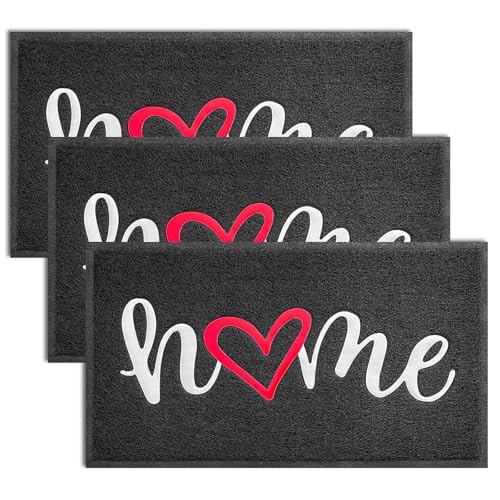 Door Mat 3 Pack Outside Inside Home Doormat 30"x17.5" Durable Floor Mat Non Slip Rug Ultra Absorb Mud Easy Clean Front Doormat for Garage (1575 Count)