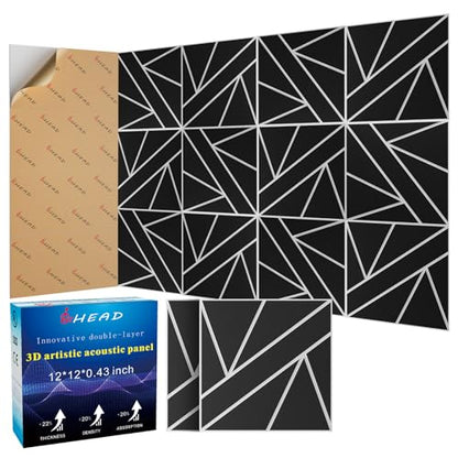 12 Pack 2 Layer Soundproof Wall Panels (12 Count)