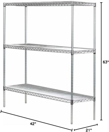 Omega 21" Deep x 42" Wide x 63" High 3 Tier Chrome Starter Shelving Unit