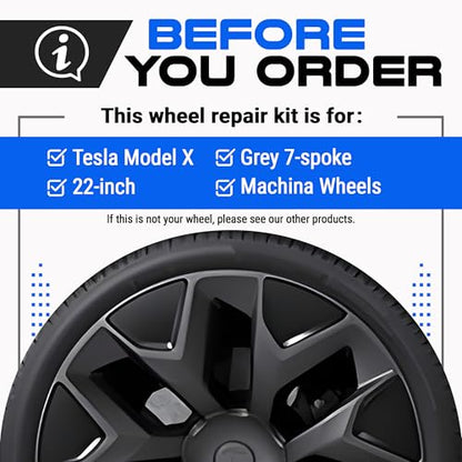 Premium Tesla Wheel Curb Rash Repair Kit for 22" Model X grey Machina wheels