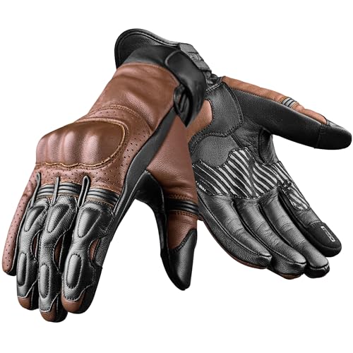 Leather Motorcycle Motorbike Knuckle Protection Powersports Gloves