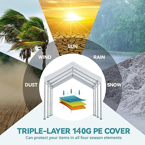 10' x20' Carport Replacement Canopy Cover White