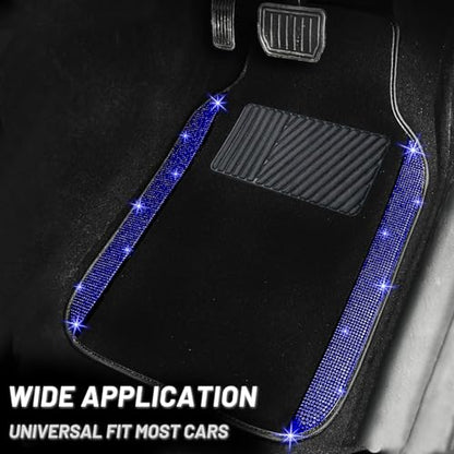 Bling Car Floor Mats Full Set and Steering Wheel Cover