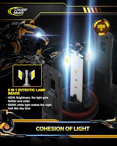 H11 Bulbs H11 Light Bulb H8 H9 Fog Lights 6500K White Non (2 Count)