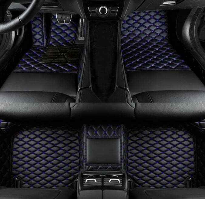 Custom Fit Car Floor Mats by SARAHS - Waterproof PU Leather Full Coverage for Most Cars, SUVs, and Trucks - Automotive Liners to Protect Vehicle Interior Floor Accessories (Black Blue)