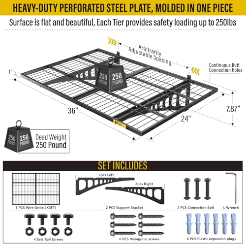 2x3ft Adjustable Rail Wall Garage Storage Shelf