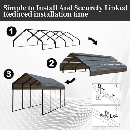 10x20FT Metal Carport Heavy Duty for 1 Cars
