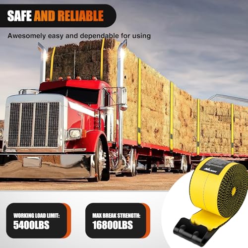 Truck Straps 4" x 30' Heavy Duty Tie Down with Flat Hooks (10 Count)
