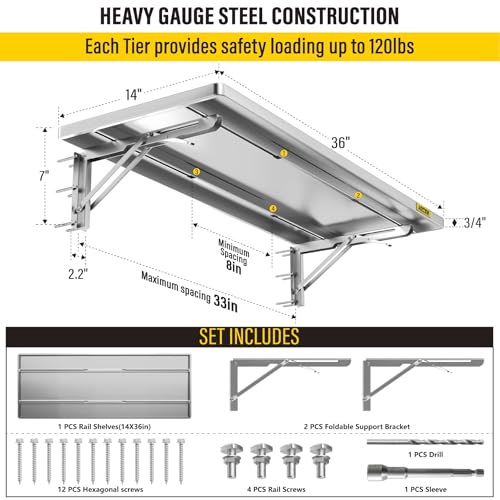 1.2x3ft Adjustable Rail Type Folding Storage Rack Shelf
