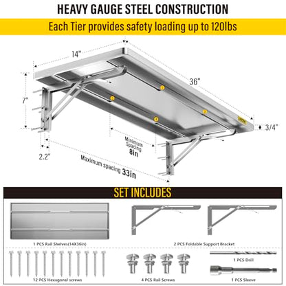 1.2x3ft Adjustable Rail Type Folding Storage Rack Shelf