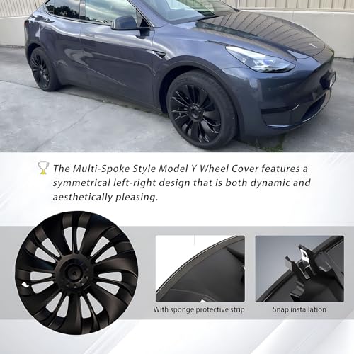 Wheel Cover Fits for Tesla Model Y Hubcap 19 Inch 2020 (4 Count)