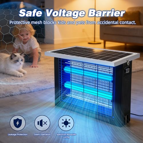 Solar Bug Zapper Outdoor for 2000 sq.ft with 13FT Extension Cord