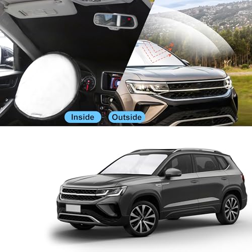 Sun Shade for Volkswagen VW Taos 2022 2023 2024 2025 2026 Accessories Windshield Sun Shade Window Shade UV Rays Protection Sun Visor Cover with Steering Wheel Sunshade Storage Bag