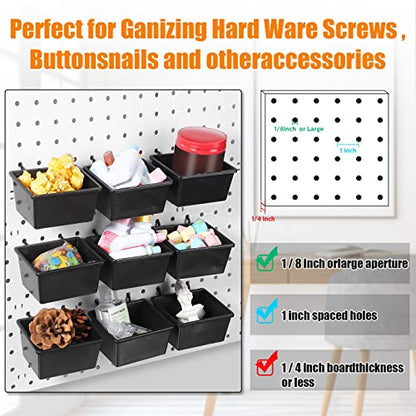 20 Pcs Pegboard Bins and Cups with Hooks and Loops Peg Assortment Organizer Accessories Various Tool Organizer Pegboard Baskets Set for Garage Workshop Workbench Office
