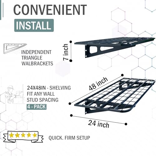 4 Pack 2x4ft Garage Wall Shelving (4 Count)