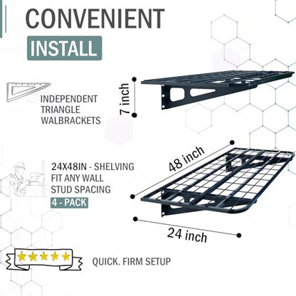 4 Pack 2x4ft Garage Wall Shelving (4 Count)