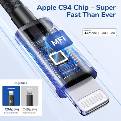 Apple MFi Certified] Syncwire iPhone Car Charger 32W Super Fast Car Phone Charger Cigarette Lighter USB Car Adapter with Build