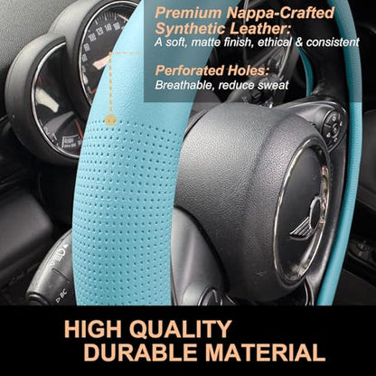 Nappa Leather Steering Wheel Cover Universal 14.5