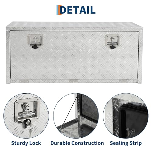 Heavy Duty Aluminum Diamond Plate Tool Box Chest Box Pick Up Truck Bed RV Trailer Toolbox Storage Lockable Organizer with Lock Keys