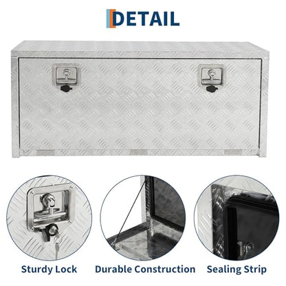 Heavy Duty Aluminum Diamond Plate Tool Box Chest Box Pick Up Truck Bed RV Trailer Toolbox Storage Lockable Organizer with Lock Keys