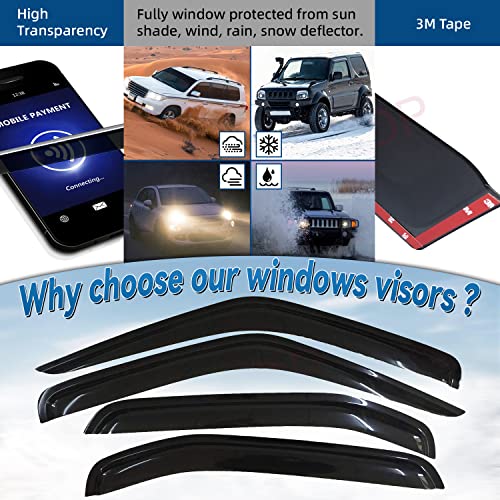 4pcs Window Visors Rain Guards for 2000 (4 Count)