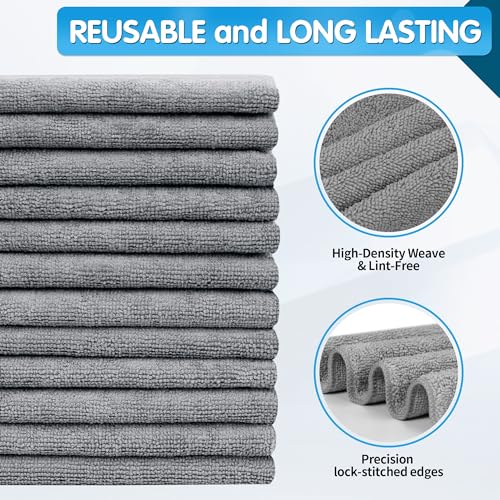 Grey Microfiber Cleaning Cloth (12 Count)