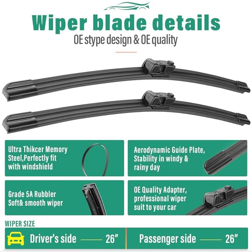 Windshield Wiper Blades Replacement for Chevy Bolt EV 2017