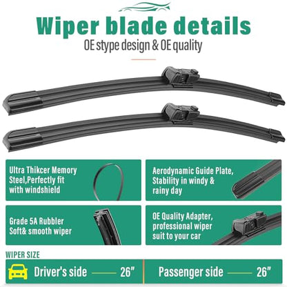 Windshield Wiper Blades Replacement for Chevy Bolt EV 2017