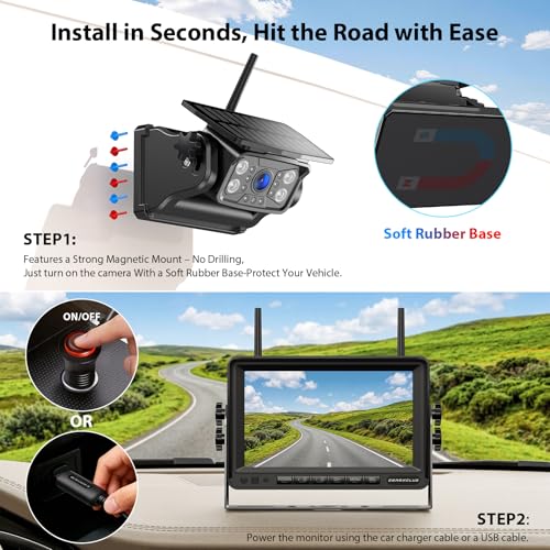 Magnetic Solar Wireless Backup Camera System