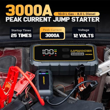 GS300 3000A Car Jump Starter for Up to 10.0L Gas & 8.0L Diesel Engines
