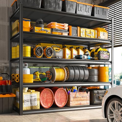 Garage Shelving 48.2" W Storage Shelves 3000LBS Metal Shelving Heavy Duty Adjustable Metal Shelf 5 Tier Pantry Shelves for Basement Warehouse Supermarket 72.2" H x 24.2" D x 48.2" W (4 Count)