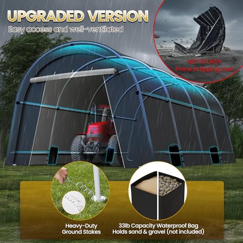 13' x 20' Carport with 6 Heavy Duty Ground Stakes