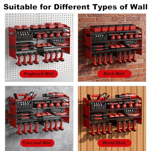 Large Power Tool Organizer Wall Mount Red