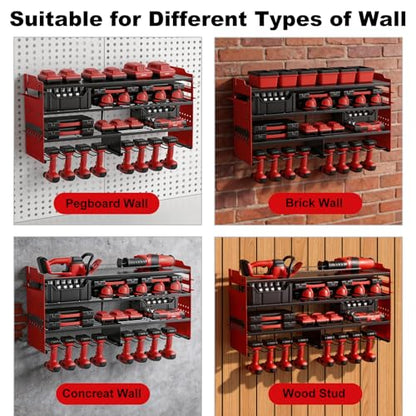 Large Power Tool Organizer Wall Mount Red