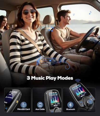 1.8" Color Screen 48W Bluetooth 5.4 Car Adapter FM Transmitter