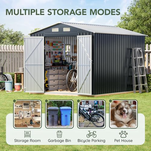 Outdoor Steel Storage Shed with Floor Frame