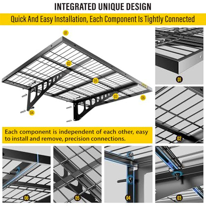 2x3ft 4Pack Wire Shelving Unit Heavy Duty Garage Storage Shelves Wall Mounted Black 1120lbs Load Capacity（24 (4 Count)