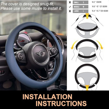 Nappa Leather Steering Wheel Cover Universal 14.5