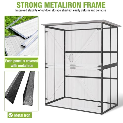 Outdoor Storage Shed with Metal Frame