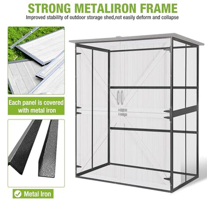 Outdoor Storage Shed with Metal Frame