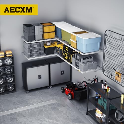 2 Pack 1.64x4ft Adjustable Garage Wall Shelving 560lbs Load Capacity Heavy Duty Wall Mounted Storage Shelf Metal Floating Shelves for Garage (2 Count)
