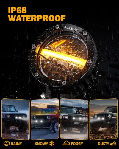 C4 Series 4 Inch 110W Round Light Offroad Pods with Amber DRL (2 Count)
