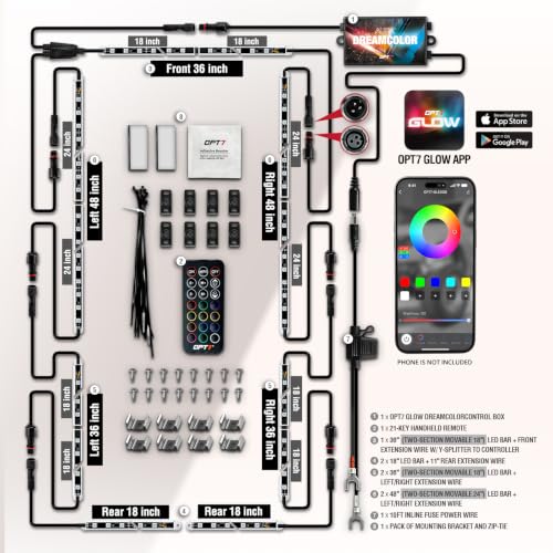 Aura DreamColor Underglow Chasing Lights for RV with APP & Remote (6 Count)