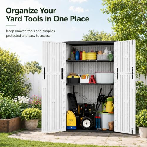 47 Cu.Ft Vertical Outdoor Storage Shed with Reinforced Floor