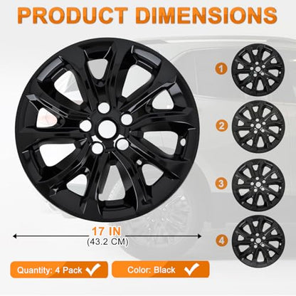 Wheel Cover Hubcaps 17 Inch Compatible with Chevy Chevrolet Equinox 2018 2019 2020 2021 Hub Caps 17 inch Set of 4 Rim Covers Protector Wheel Replacement 84450624 ABS PC 10 Spoke Style Black (4 Count)