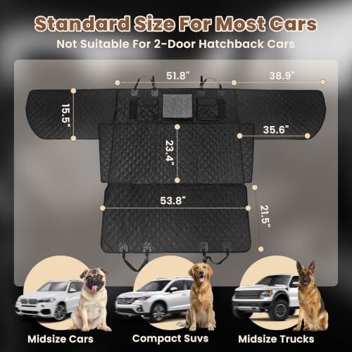 Hard Bottom Dog Car Seat Cover for Back Seat with Door Protector