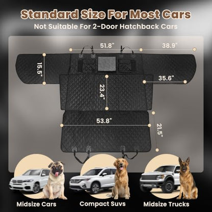Hard Bottom Dog Car Seat Cover for Back Seat with Door Protector